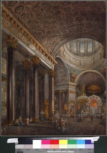 Vue intérieure de la cathédrale de Kazan à Saint-Pétersbourg, par Sadovnikov, Vasily Semyonovich (1800-1879). Aquarelle sur papier