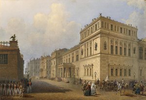Vue du Nouvel Ermitage à travers la rue Millionnaya, 1851