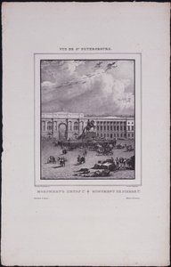 Vues de Saint-Pétersbourg. La statue équestre de Pierre le Grand sur la place du Sénat, 1833 - Vasili Semenovich Sadovnikov