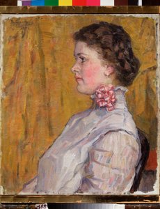 Portrait de femme sur fond jaune - Vasilij Ivanovic Surikov
