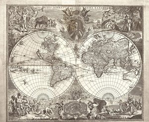 Carte du monde à double hémisphère