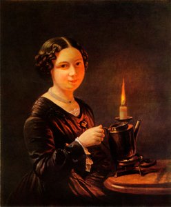 Fille avec une bougie