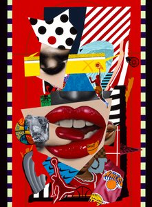Coeur dans la peinture, 2024 (acrylique sur bois) - Vaskeen Vaskeen