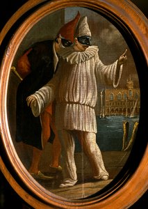 Pulcinella et Pantalone. XVIIIe siècle (huile)