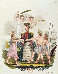 Imagerie populaire exaltant Bolivar, vers 1840