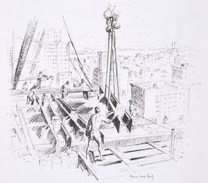 Poutres mobiles au 25e étage de l