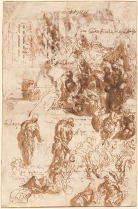 Études pour Judith et Holopherne, David et Goliath, La Découverte de Moïse, et autres (recto)