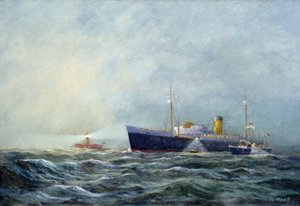 Un éclaireur quittant un avion devant le bateau-phare au large de Harwich - Vic Trevett