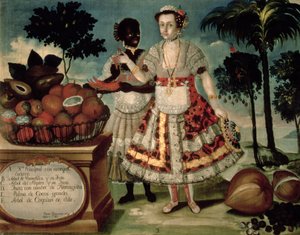 Femme distinguée avec son esclave noir - Vicente Alban