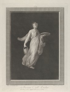 Une bacchante partiellement nue tenant un disque dans sa main gauche levée et un seau - Vicenzo Feoli