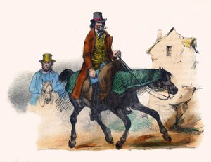 Le marchand de bœufs trottant en calculant son profit. Dans « Album Grotesque, Choix de Types Remarquables », illustrations de Victor Adam, Paris, vers 1850.
