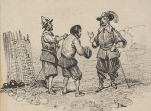 Trois hommes discutant, milieu du 19e siècle - Victor Adam