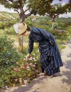 Dame dans un jardin