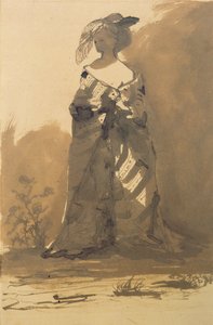 Femme Portant un Manteau et un Chapeau à Plumes