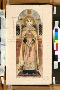 Portrait de Eudoxie Dimitrievna de Souzdal (étude pour une fresque de la cathédrale Saint-Vladimir de Kiev) - Victor Mikhailovich Vasnetsov