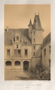 Architecture Pittoresque ou Monuments des XVeme et XVIeme Siecles: Chateaux De France des XV et XVI Siecles: Pl. 36, Château De Rocher Mezangers (Mayenne) - Victor Petit