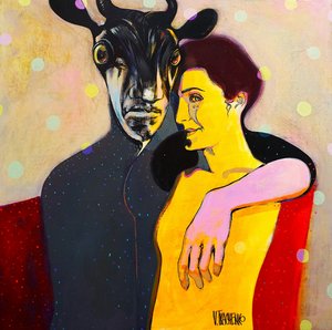 Couple avec un personnage à cornes