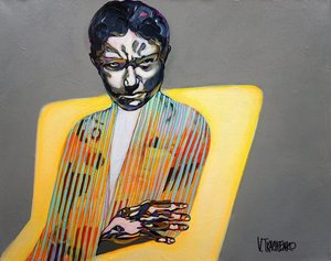 Un homme aux rayures expressives