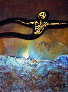 Un squelette lumineux au-dessus des vagues - Victor Tkachenko