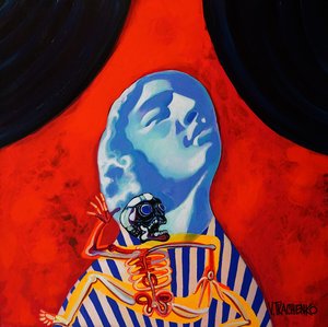 Squelette à tête bleue surréaliste