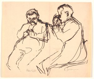 Esquisse de figures. Deux hommes assis : Aarsleff et P. Johansen - Viggo Johansen