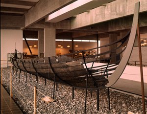 Navire viking (drakkar ou Langskip) trouvé dans le fjord de Roskilde, Danemark, vers 1030