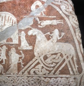 Wotan (Odin), sur son cheval à huit jambes Sleipnir - Runes vikings de l
