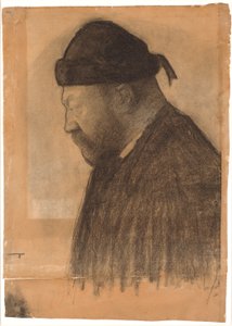 Portrait de Thorvald Bindesbøll de profil vers la gauche - Vilhelm Hammershøi