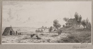 Paysage avec une ferme et une cabane - Vilhelm Kyhn