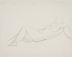 Modèle féminin allongé, jambes vers la gauche - Vilhelm Lundstrøm