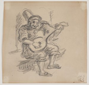 Clown jouant du luth