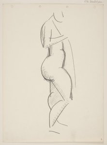 Femme nue debout, profil droit, draperie à la main - Vilhelm Lundstrøm