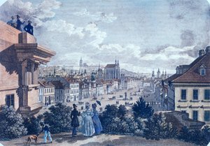 Marché aux chevaux sur la place Venceslas, Prague, 1835