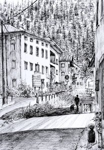 Rue principale à Dont, Italie, 2019