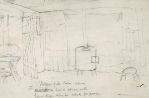 Intérieur de la cabine où Black Kettle a eu son entretien avec le général Hazen lorsqu