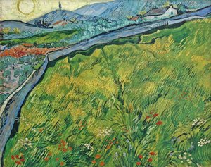 Champ de blé clos avec soleil levant, 1889