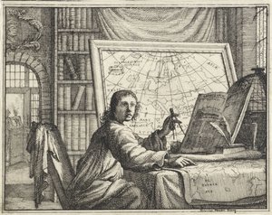Homme avec compas près de cartes géographiques