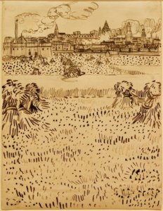 Vue sur Arles au-dessus des champs de blé - Vincent van Gogh