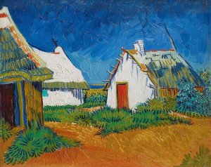 Trois cabanes blanches à Saintes-Maries. 1888