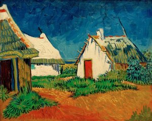 Trois cabanes blanches à Saintes-Maries