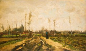 Paysage avec église et maisons