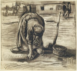 Paysanne plantant des pommes de terre, vers 1885 - Vincent van Gogh