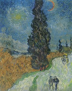 Route avec des cyprès