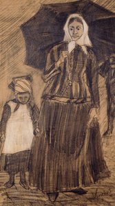 Sien sous un parapluie avec une fille, 1882