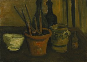 Nature morte aux pinceaux dans un pot à fleurs, 1884
