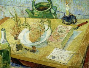 Nature morte avec planche à dessin, pipe, oignons et cire à cacheter - Vincent van Gogh