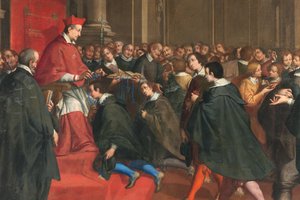 Milan, Église de San Francesco da Paola, Fratelli Campi, Le Cardinal Federico organise le groupe de maîtres de la doctrine chrétienne - Vincenzo and Campi Antonio Campi