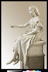 Portrait de la marquise Virginia Busti Porro en jeune fille ou jeune dame offrant une fleur