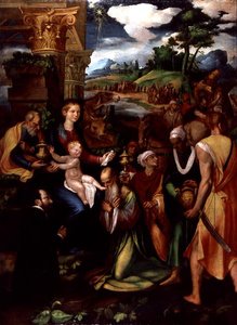 Adoration des Mages avec un donateur - Vincenzo da (d.1557) Pavia