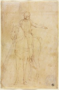 Figure armée à cheval, vers 1450